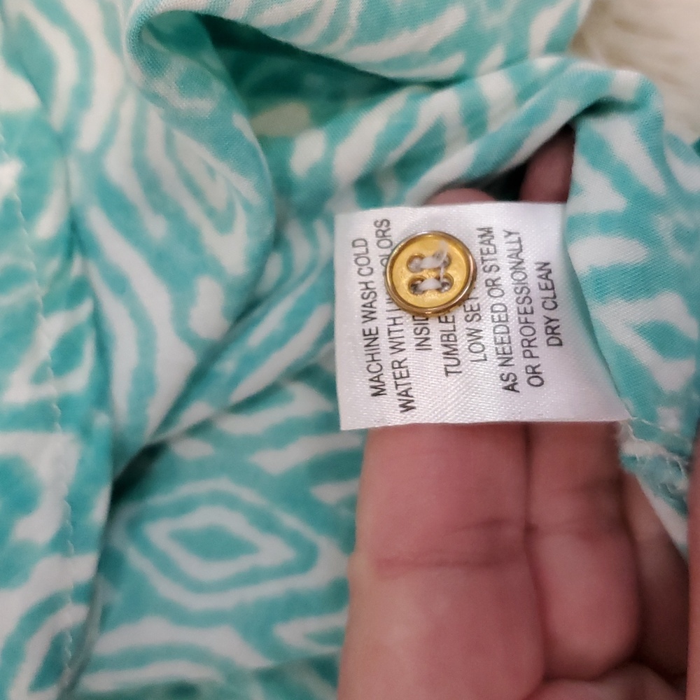 Grand & Greene Rayon Popover Blouse Aqua White S - Picture 9 of 9